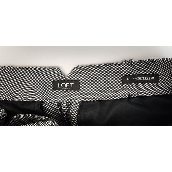 Loft Marisa Straight-Leg Petite Herringbone Pattern Black Dress Pants Size 6P - Picture 5 of 7